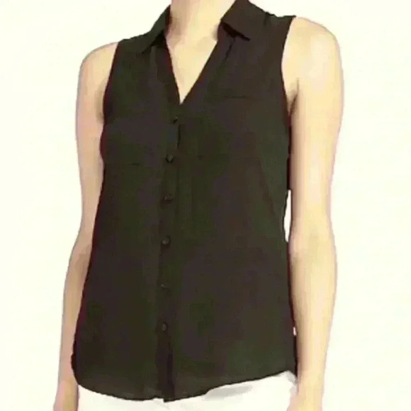 COPY - Express Blouse Portofino Button Up sleeveless x2 pocket Original fit XS … - Picture 1 of 10
